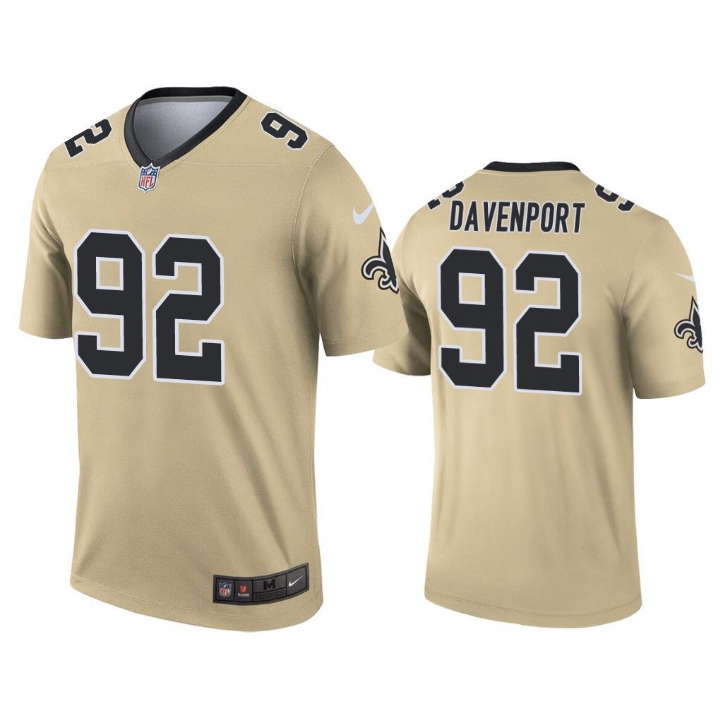 Cheap Men New Orleans Saints 92 Marcus Davenport Nike Gold Inverted Legend NFL Jersey